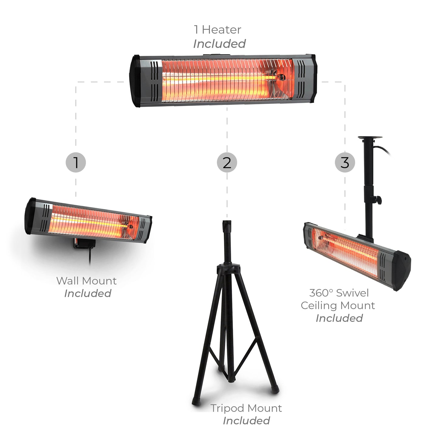 Tradesman 1500-Watt Electric Outdoor Infrared Quartz Portable Space Heater with Tripod, Wall and Ceiling Mount