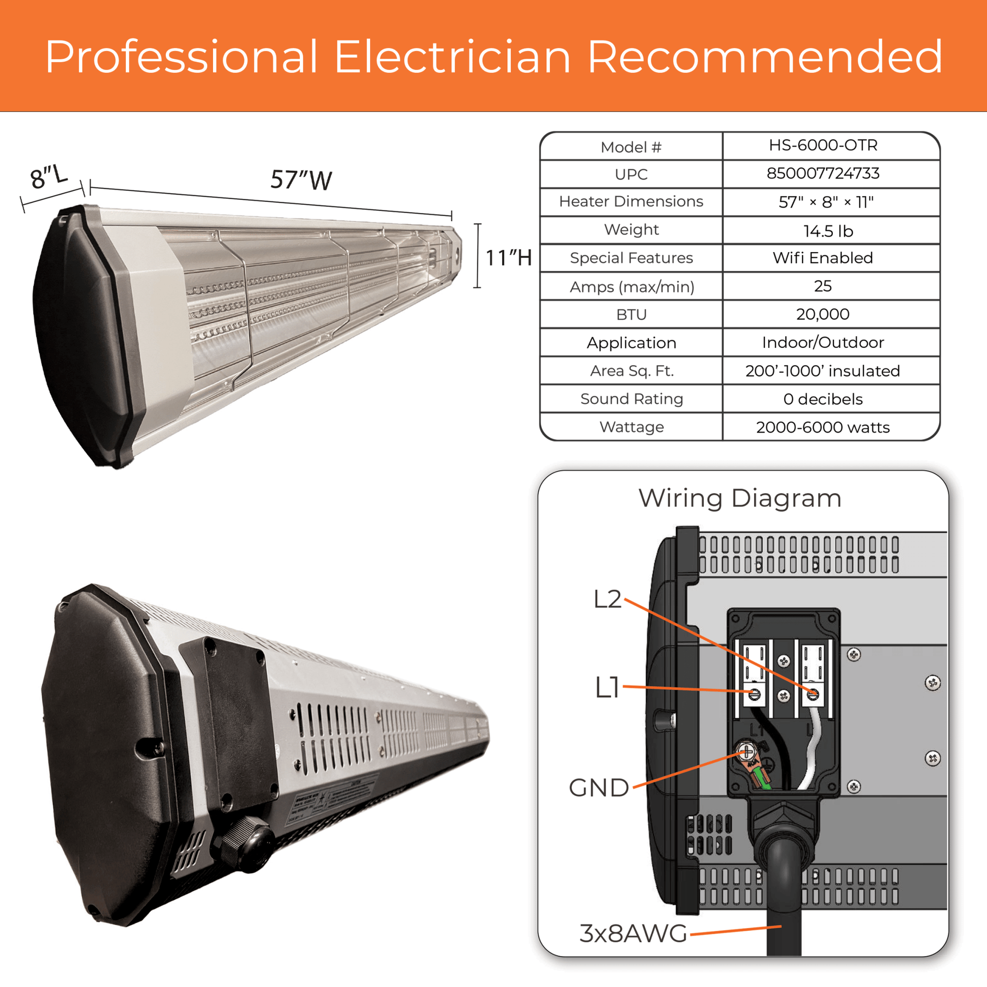 6000 Watt Infrared Heater Wi - Fi enabled Electric Heater with Motion Sensor - Heat Storm - Heater