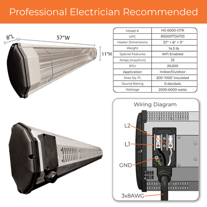 6000 Watt Infrared Heater Wi - Fi enabled Electric Heater with Motion Sensor - Heat Storm - Heater