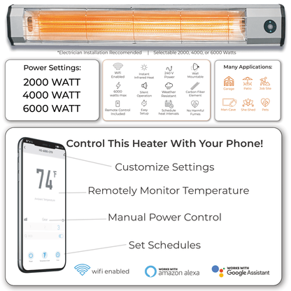 6000 Watt Infrared Heater Wi - Fi enabled Electric Heater with Motion Sensor - Heat Storm - Heater