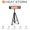 Heat Storm tradesman tripod 1500 watt outdoor infrared heater benefit diagram.  Silent heater, infrared heater, IPX4 weatherproof heater. tipover safety feature heater, no harmful fumes, pet heater
